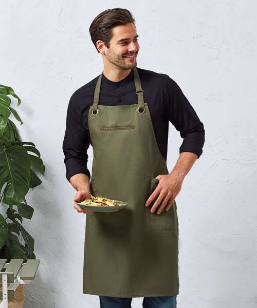 ‘Barley’ Contrast Stitch Bib Apron