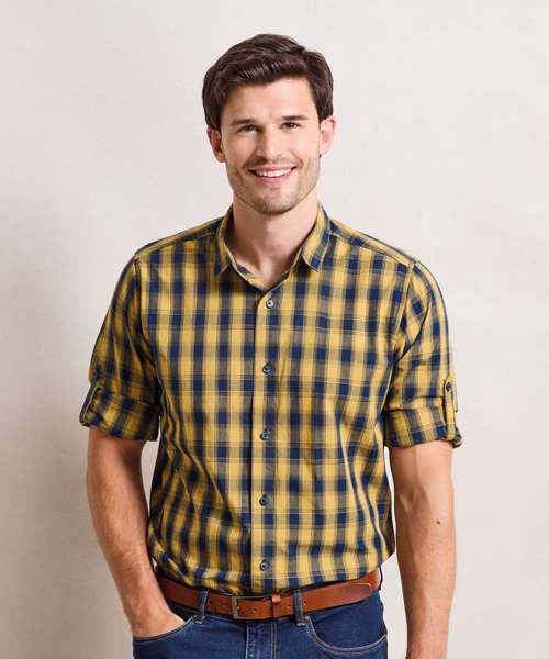 Mulligan check cotton long sleeve shirt