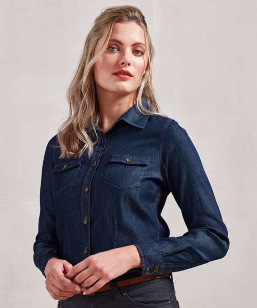 Women's jeans stitch denim shirt